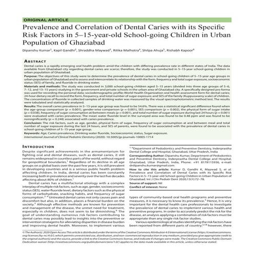 Dental Caries in school children | PDF