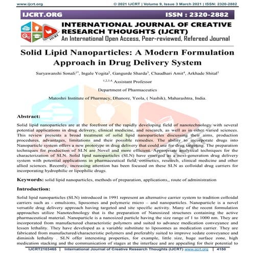 Solid lipid nanoparticles | PDF