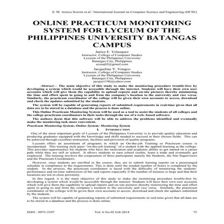 ONLINE PRACTICUM MONITORING  SYSTEM FOR LYCEUM OF THE  PHILIPPINES UNIVERSITY...