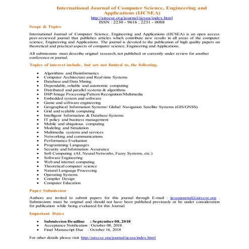 International Journal of Computer Science, Engineering and Applications ...