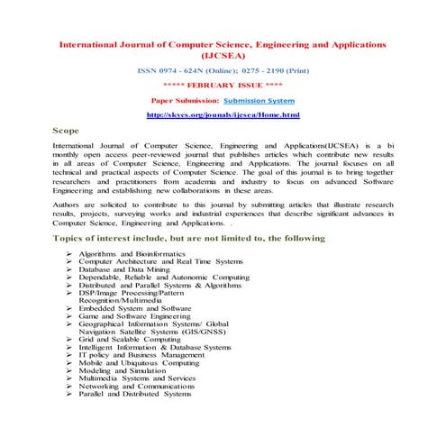 Call for Papers - International Journal of Intelligent Systems and ...