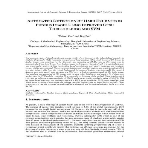 AUTOMATED DETECTION OF HARD EXUDATES IN FUNDUS IMAGES USING IMPROVED OTSU THR...