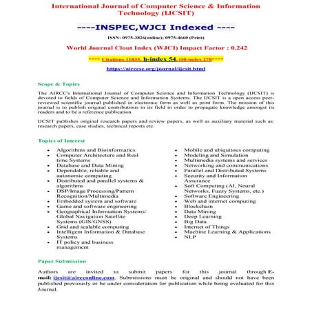 Call for Articles - International Journal of Computer Science & Information T...