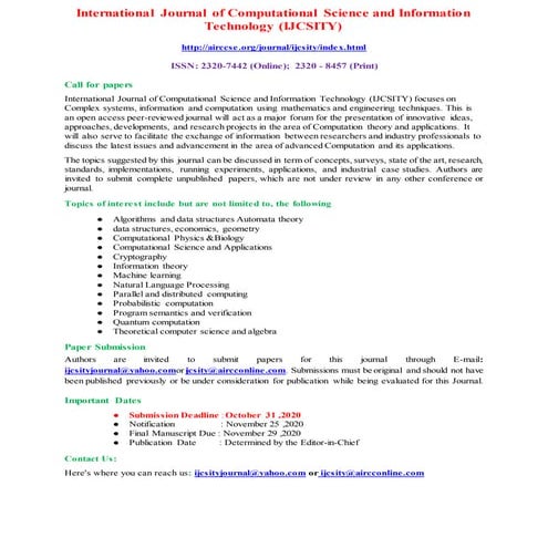 International Journal of Computational Science and Information Technology (IJ...