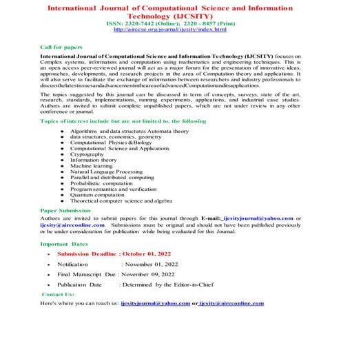 International Journal of Computational Science and Information ...