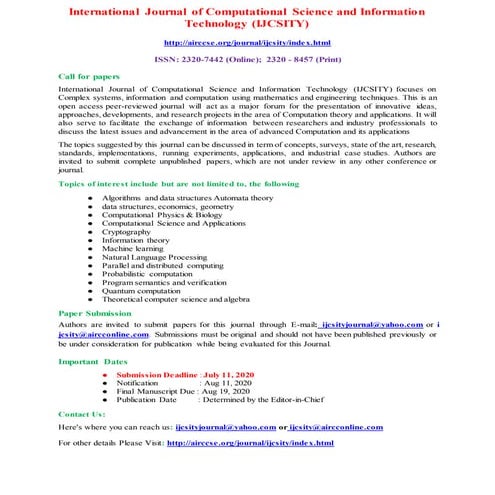International Journal of Computational Science and Information Technology (IJ...
