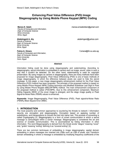 Enhancing Pixel Value Difference (PVD) Image Steganography by Using Mobile Ph...