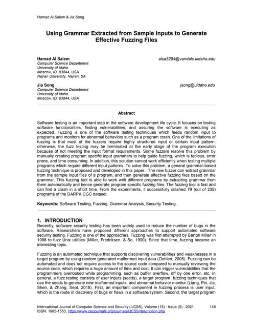 Using Grammar Extracted from Sample Inputs to Generate Effective Fuzzing Files