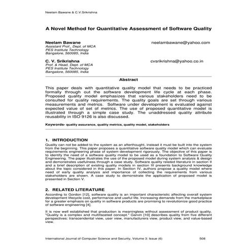 A Novel Method for Quantitative Assessment of Software Quality