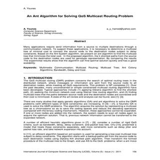An Ant Algorithm for Solving QoS Mu...