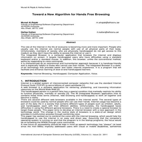 Toward a New Algorithm for Hands Free Browsing