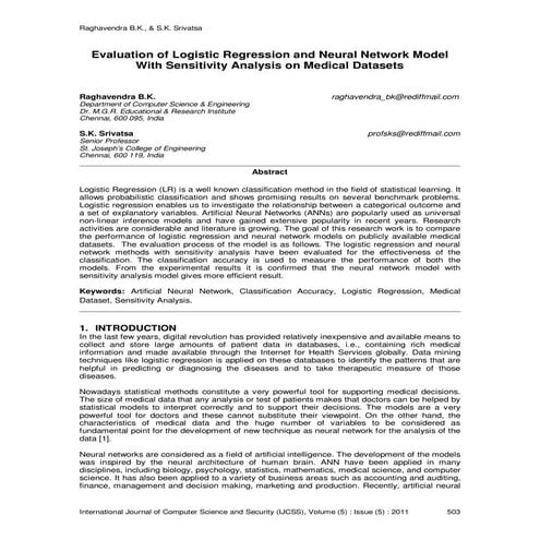 Evaluation of Logistic Regression and Neural Network Model With Sensitivity A...