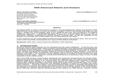DNS Advanced Attacks and Analysis