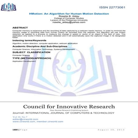 HMotion: An Algorithm for Human Motion Detection