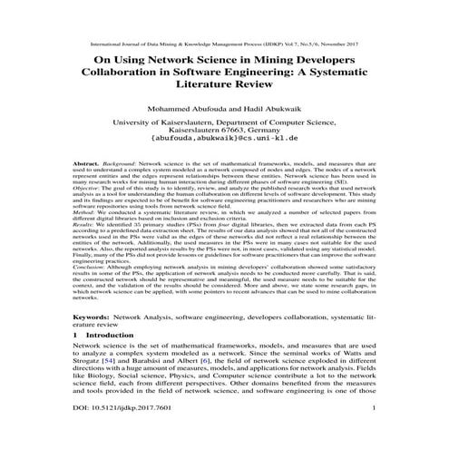 On Using Network Science in Mining Developers Collaboration in Software Engin...