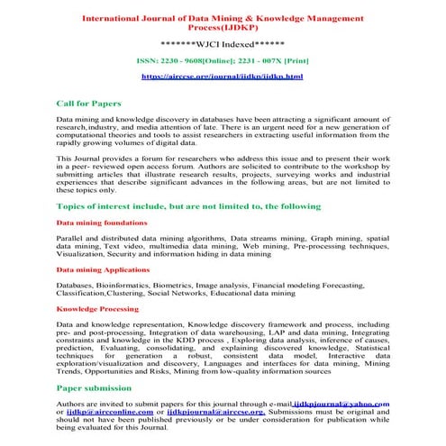 International Journal of Data Mining & Knowledge Management Process ...