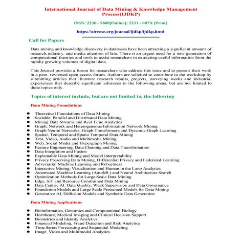 May Issue - International Journal of Data Mining & Knowledge Management ...