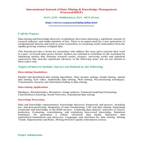 May Issue Journal - International Journal of Data Mining & Knowledge ...