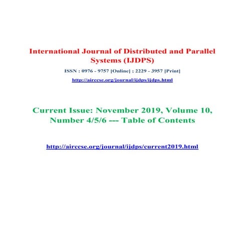 Current Issue: November 2019, Volume 10, Number 4/5/6--- Table of Contents