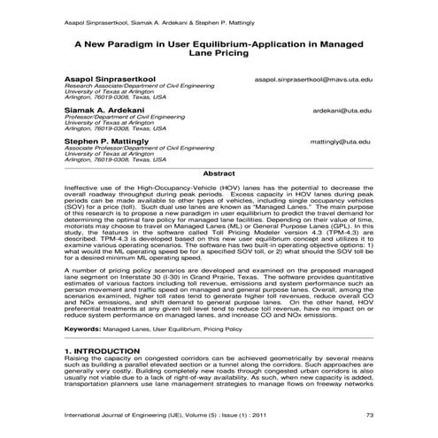 A New Paradigm in User Equilibrium-Application in Managed Lane Pricing