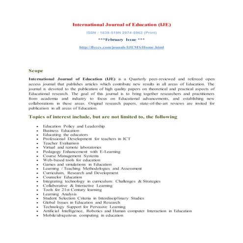 International Journal of Education (IJE) | DOCX