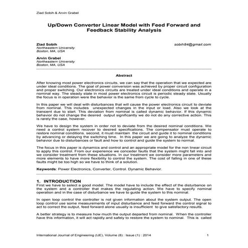 Up/Down Converter Linear Model with Feed Forward and Feedback Stability Analysis