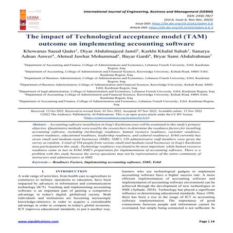 The impact of Technological acceptance model (TAM) outcome on ...