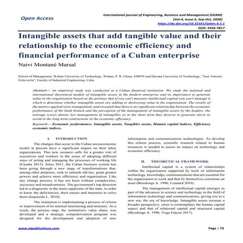 Intangible assets that add tangible value and their relationship to the econo...