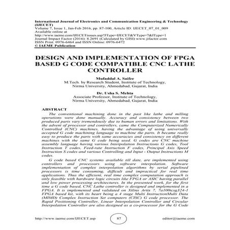 3-Axis Motion Control of CNC Machine based on G-Code, M-Code using FPGA ...