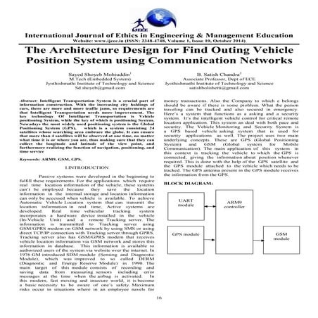 The Architecture Design for Find Outing Vehicle Position System using Communi...