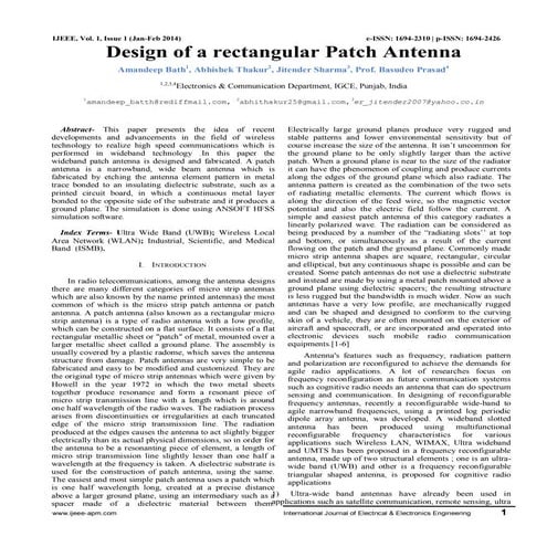 Design of a rectangular patch antenna