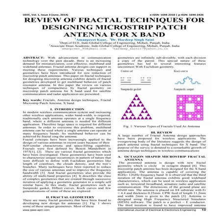 REVIEW OF FRACTAL TECHNIQUES FOR DESIGNING MICROSTRIP PATCH ANTENNA FOR X BAND