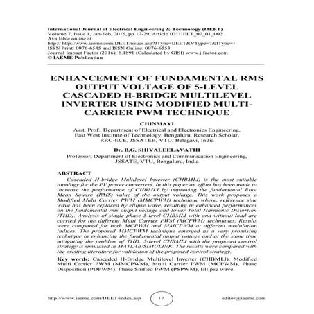 ENHANCEMENT OF FUNDAMENTAL RMS OUTPUT VOLTAGE OF 5-LEVEL CASCADED H-BRIDGE MU...