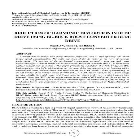 REDUCTION OF HARMONIC DISTORTION IN BLDC DRIVE USING BL-BUCK BOOST CONVERTER ...