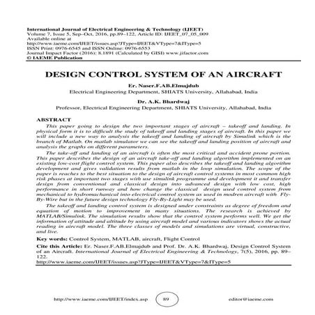 DESIGN CONTROL SYSTEM OF AN AIRCRAFT