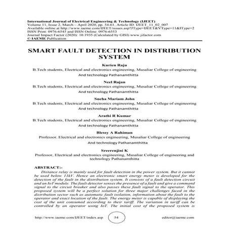 SMART FAULT DETECTION IN DISTRIBUTION SYSTEM