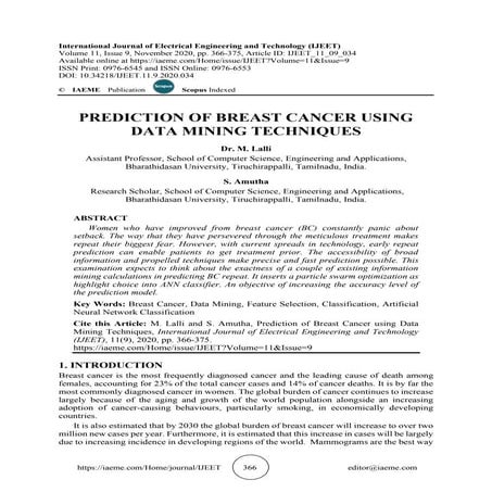 PREDICTION OF BREAST CANCER USING DATA MINING TECHNIQUES