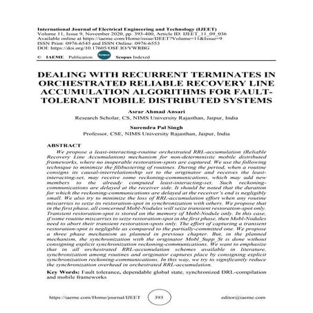 DEALING WITH RECURRENT TERMINATES IN ORCHESTRATED RELIABLE RECOVERY LINE ACCU...