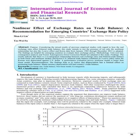 Nonlinear Effect of Exchange Rates on Trade Balance: A Recommendation for Eme...