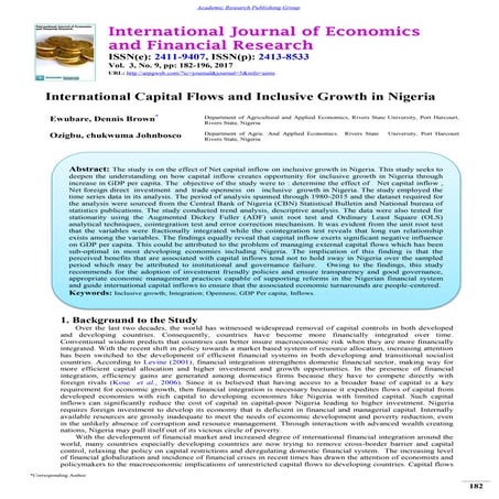 Capital Accumulation and Economic Growth in Nigeria “Endogenous Growth ...