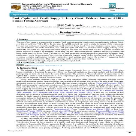 Bank Capital and Credit Supply in Ivory Coast: Evidence from an ARDL-Bounds T...