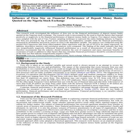 Influence of Firm Size on Financial Performance of Deposit Money Banks ...