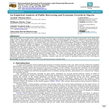 An Empirical Analysis of Public Borrowing and Economic Growth in Nigeria