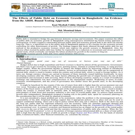 The Effects of Public Debt on Economic Growth in Bangladesh: An ...
