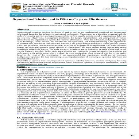 Organizational Behaviour and its Effect on Corporate Effectiveness