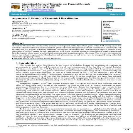 Arguments in Favour of Economic Liberalization