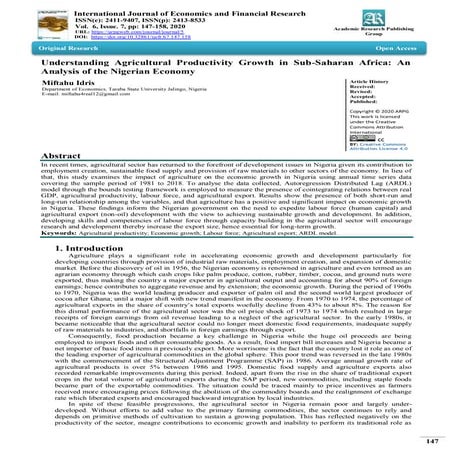 Understanding Agricultural Productivity Growth in Sub-Saharan Africa: An Anal...
