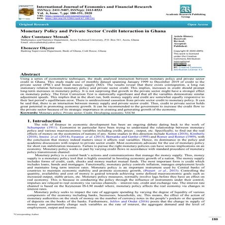 Monetary Policy and Private Sector Credit Interaction in Ghana