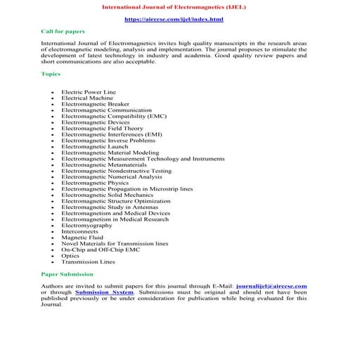 International Journal of Electromagnetics ( IJEL ) 