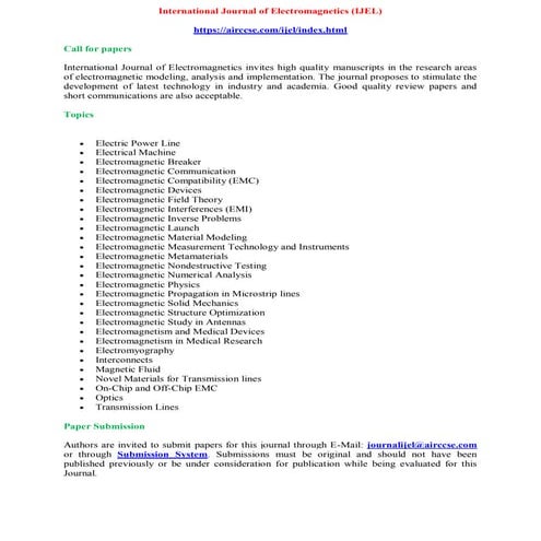 International Journal of Electromagnetics ( IJEL) 
